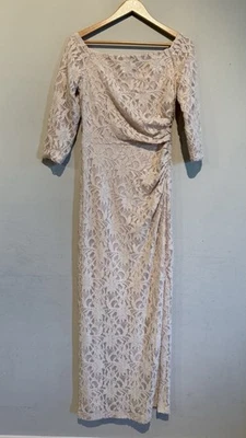 RALPH LAUREN EVENING GOWN DRESS Lace Gold Embellish Party Wedding Women 8 Formal - Image 1 of 4