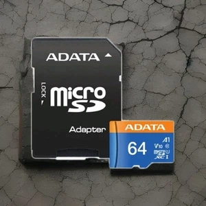 ✅️64GB Micro SD Card ADATA Premier Memory MicroSDXC UHS-I Class-10 + Adap - Picture 1 of 4
