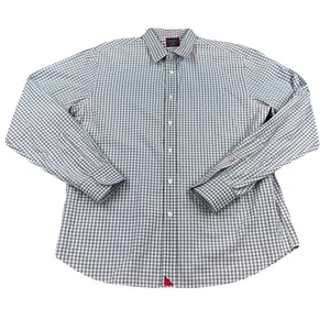 Untuckit Shirt Mens L Grey Gingham Checkered Long Sleeve Stretch Performance - Picture 1 of 9