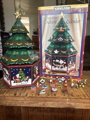 Kirkland Signature Wooden Advent Calendar Christmas Tree 24 Ornaments COMPLETE - Image 1 of 4