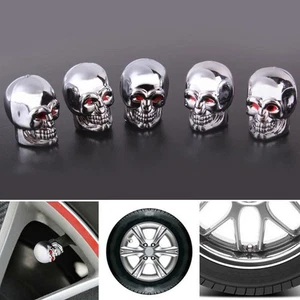 5Pc Skull Tyre Tire Wheel Car Auto Valves Cap Dust Stem Cover BicycleMotocycle - Picture 1 of 8