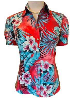 Dolce and Gabbana Blusa Floral Encaje Inserto Lateral Cierre Botón Talla 30/44 Foto 1 de 4