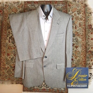 Kuppenheimer 2 Piece Suit Mens 44L 36X30 Micro Herringbone Gray Wool - Picture 1 of 11
