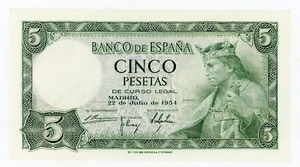 Spain ... P-146a ... 5 Peseta ... 1954 ... Gem *UNC*😃 No prefix Letter. - Picture 1 of 2