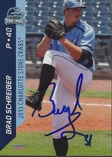 Brad Schreiber 2015 Charlotte Stone Crabs Signed Card