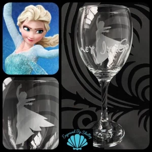 Personalisiertes Disney Prinzessin Elsa, Frozen Weinglas Handarbeit beliebiger Name graviert! - Bild 1 von 9