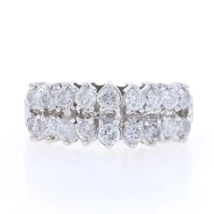 White Gold Diamond Cluster Cocktail Ring - 14k Round Brilliant 1.00ctw Tiered - Picture 1 of 9