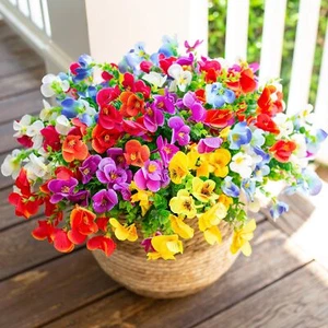 Artificial Faux Pansies Plants Flowers for Outdoor Outside Decoration Summer ... - Picture 1 of 7