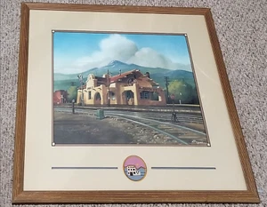 RICK BROGAN Art Print SIGNED LITHOGRAPH Santa Fe Train Matted & Framed 32x29 - Picture 1 of 15
