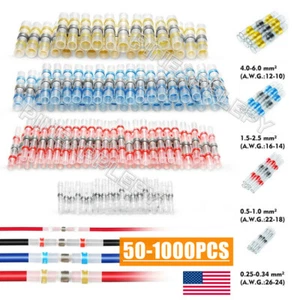 50-1000x Solder Seal Sleeve Waterproof Terminal Heat Shrink Butt Wire Connectors - Picture 1 of 32