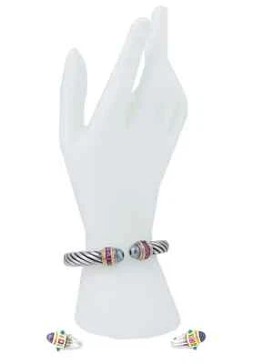 JUEGO DE PENDIENTES PULSERA DAVID YURMAN PLATA ORO 14K Foto 1 de 4