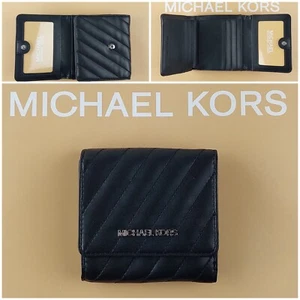 MICHAEL KORS JET SET REISEN SCHWARZ LEDER DREIFACH FALTBARE GELDBÖRSE KARTE MÜNZETUI UVP £ 15O - Bild 1 von 11