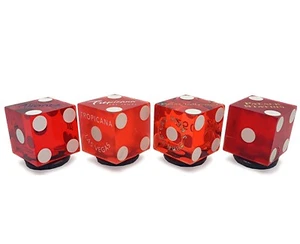 Lot (4) Authentic Casino Dice Novelty Refrigerator Magnets Red Color Hues - Picture 1 of 4
