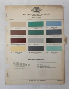 1953 DESOTOR-M COLOR PAINT CHIP CHART ALL MODELS ORIGINAL MOPAR - Bild 1 von 1