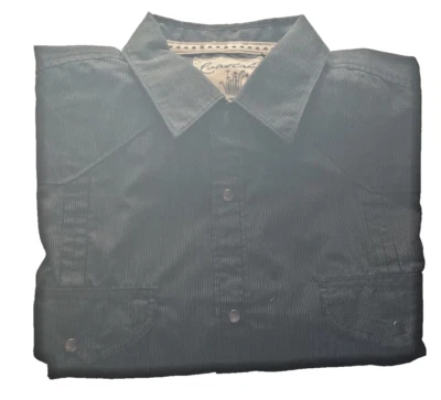 COASTAL Black thin pinstripe LS snap men shirt size XL accent top stitch - Image 1 of 4