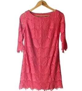 Jessica Howard Coral Lace 3/4 Sleeve Shift Dress S - Picture 1 of 6