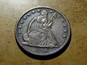 High Grade XF Better Date 1868 Seated Liberty Half Dollar F3 - Picture 1 of 2