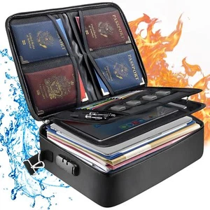 Fireproof Document Bag with Lock, Portable Waterproof Fire Proof File Organizer - Picture 1 of 8