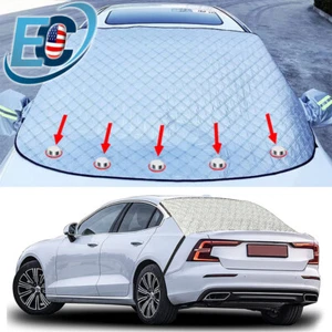 Car Windshield Snow Cover Front & Rear Magnetic Winter Frost Ice Guard Protector - Picture 1 of 17