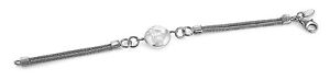 Authentic JOIA De Majorca White Single Coin Shape Pearl on 2-Row Chain Bracelet