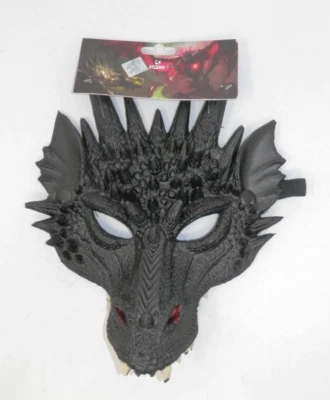 KBW Horned Dragon Half Face Mask - Soft Foam Black Elastic Costume Cosplay NEW - Image 1 of 4