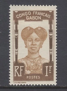 Gabon Sc 46 MLH. 1910 1fr dark brown & bistre Native, fresh, bright, VF - Picture 1 of 2