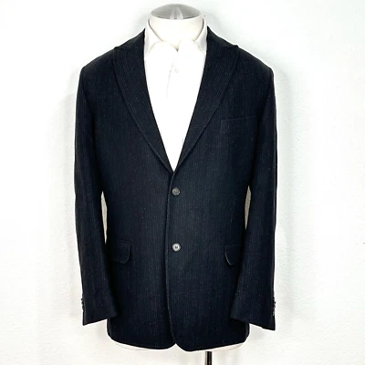 Abrigo deportivo KROON Kravitz a rayas negras mezcla de lana y algodón medio forrado 2 Btn 44R Foto 1 de 4