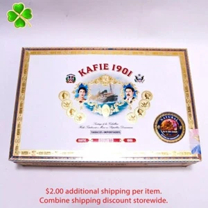 Kafie 1901 Robusto Natural Empty Wood Cigar Box 8.5" x 5.75" x 2" - Picture 1 of 9