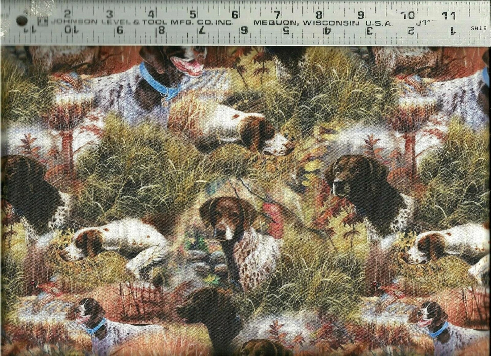 Springs Creative ~ Caza Pájaros Pistola Exhibición Perros ~ Tela Edredón 100% Algodón POR COMPRAR Foto 1 de 1