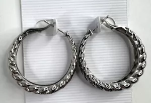 Sterling Silver Marcasite Swirl Hoop Earrings Southwestern Fashion - Picture 1 of 4