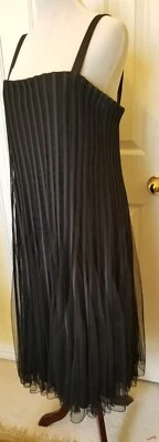 JS Collections Vestido Negro Bandas Verticales, Correa de Espagueti Transparente Formal 14W Foto 1 de 4