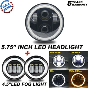 5-3/4 5.75" Halo LED Headlight + 4.5inch Halo Passing Lamp For Aprilia Ducati - Picture 1 of 12