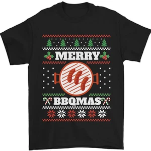 Merry Bbqmas Divertente Natale BBQ Natale T-Shirt 100% Cotone - Picture 1 of 12