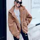 O Choies Women Brown Oversized Faux Fur Cozy Sherpa Teddy Full Zip Jacket NWT S