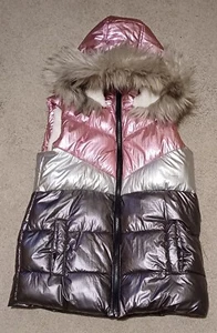 Girl's Body Warmer Gilet. Age 12. Fur Lined. Metallic Silver/Pink/Grey. Ex Con. - Picture 1 of 11