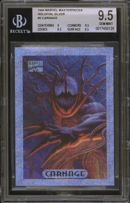 1994 Marvel Masterpieces CARNAGE #2 Holofoil Silver BGS 9.5 GEM Mint Pop 8 MCU - Image 1 of 2