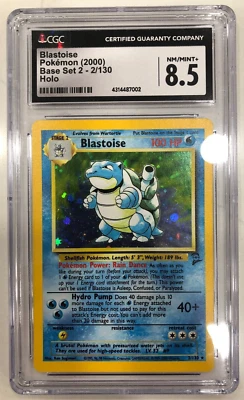 Pokemon Base Set 2 - Blastoise Holo Rare - CGC Graded 8.5 Mint+ - Image 1 of 3