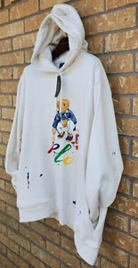 Polo Ralph Lauren BIG&TALL Men's Polo Bear Painted Splatter White Hoodie: XLT - Picture 1 of 7