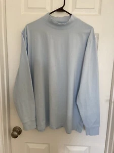 Lands End Light Blue Long Sleeve Mock Turtleneck Top XL 46-48 - Picture 1 of 6