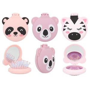 TOPModel 1x Klapphaarbürste mit Öhrchen + Spiegel Tiermotiv - zufällige Auswahl - Bild 1 von 4