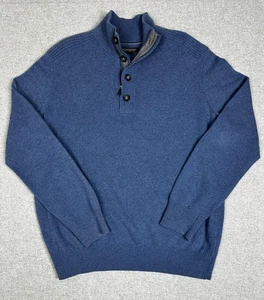 Banana Rep Pullover XL blau Stehkragen Knopf 1/4 Reißverschluss italienische Merinowollmischung - Bild 1 von 8