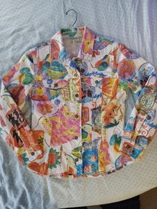 Chico's - Chaqueta Ligera - Talla 0 / Pequeña - Gráfico Asiático Colorido - Imagen 1 de 5