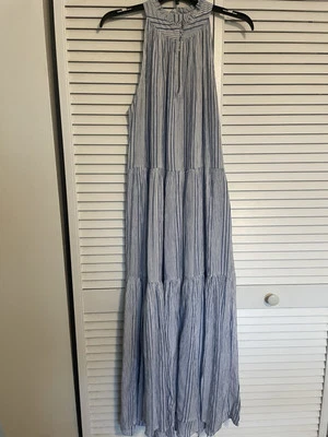 Apiece Apart Nissi Tier Cotton Maxi  Dress Sleeveless Blue White Stripe SZ 6 - Image 1 of 4