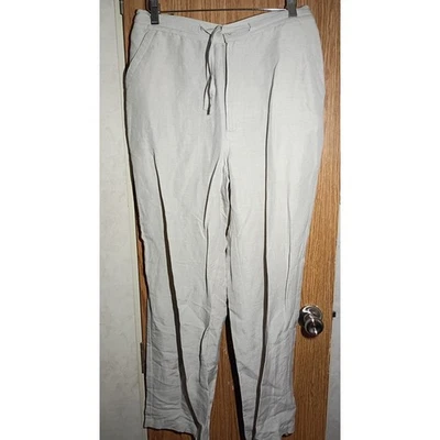 Cubavera Beige Lino Rayón Pantalones M Cordón Resort Informal Ropa de Playa Relajado Foto 1 de 4