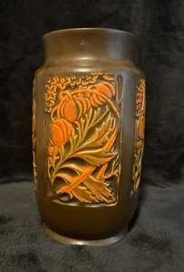 Antike Roseville Keramik "Rosecraft Panel Browm" Vase..Kürbis & Weinrebe 1920er - Bild 1 von 7