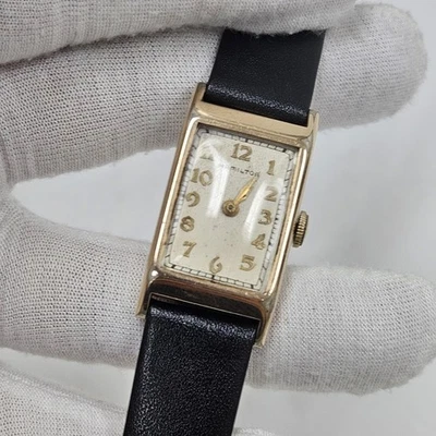 RELOJ TANQUE HAMILTON 989-E 17J VINTAGE RARO ORO 10K RELLENO MECÁNICO FUNCIONA Foto 1 de 4