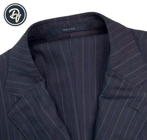 Mens 44 R Ermenegildo Zegna " Silk & Wool " Navy Blue Multi Stripe Roma Fit Suit - Picture 1 of 24
