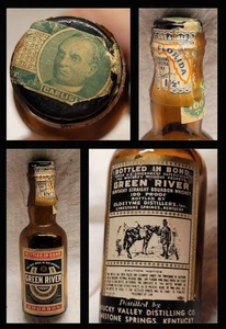 EARLY GREEN RIVER WHISKY MINIATURA ETIQUETAS ORIGINALES FLORIDA SELLO DE IMPUESTOS GRÁFICOS - Imagen 1 de 11