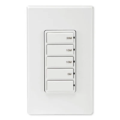 Interruptor de pared temporizador de cuenta regresiva preestablecido Leviton Decora, 30 min (DT130-1LW) Foto 1 de 2