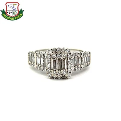 Anillo de compromiso con racimo de diamantes y oro de 14 quilates para mujer, 1,02 quilates (ppj047654) Foto 1 de 4